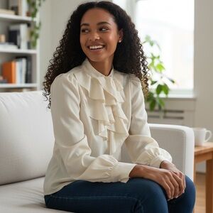 Elegant Cream Ruffle Blouse